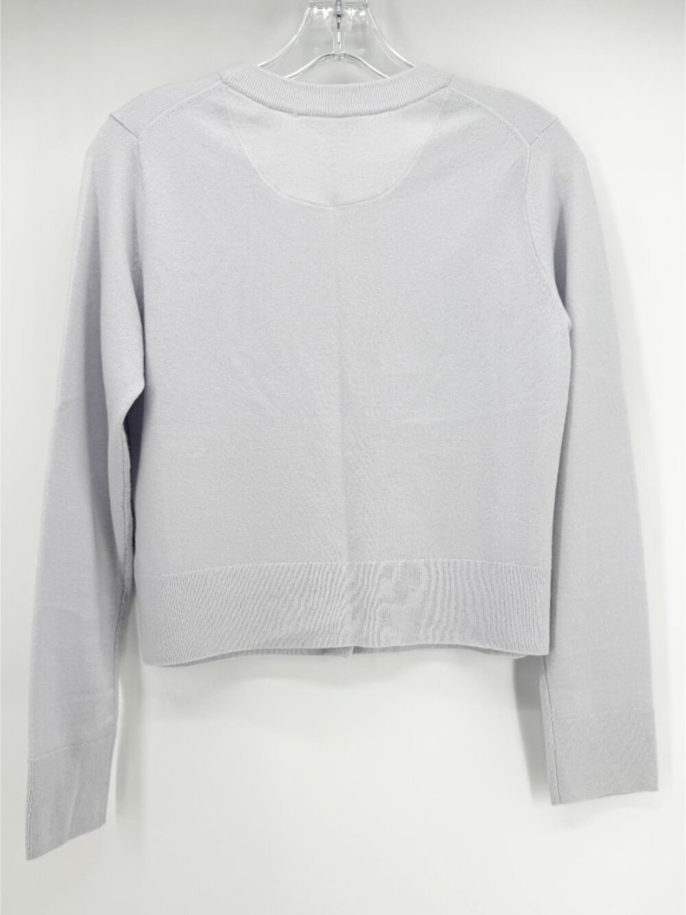 Vince Wool Cashmere Blend Tipped 1/2 Moon Cardigan Opal Grey XS - Picture 3 of 11